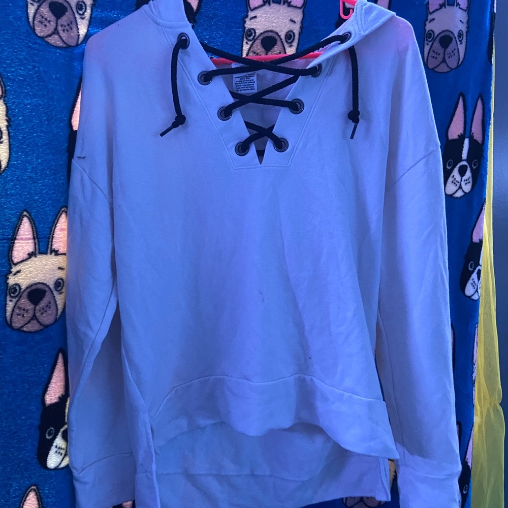 white cross neck PINK top